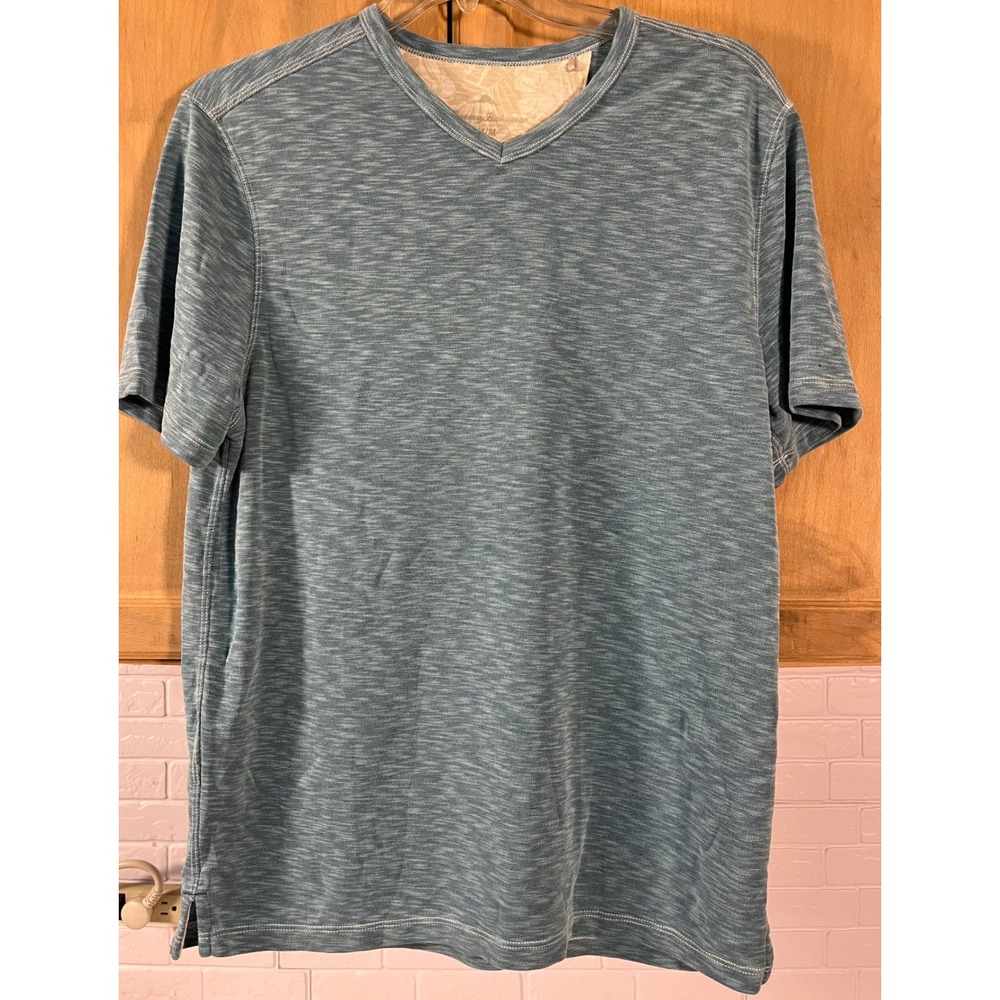 Tommy Bahama V-Neck T-Shirt Mens Medium Blue Space Dye Short Sleeve